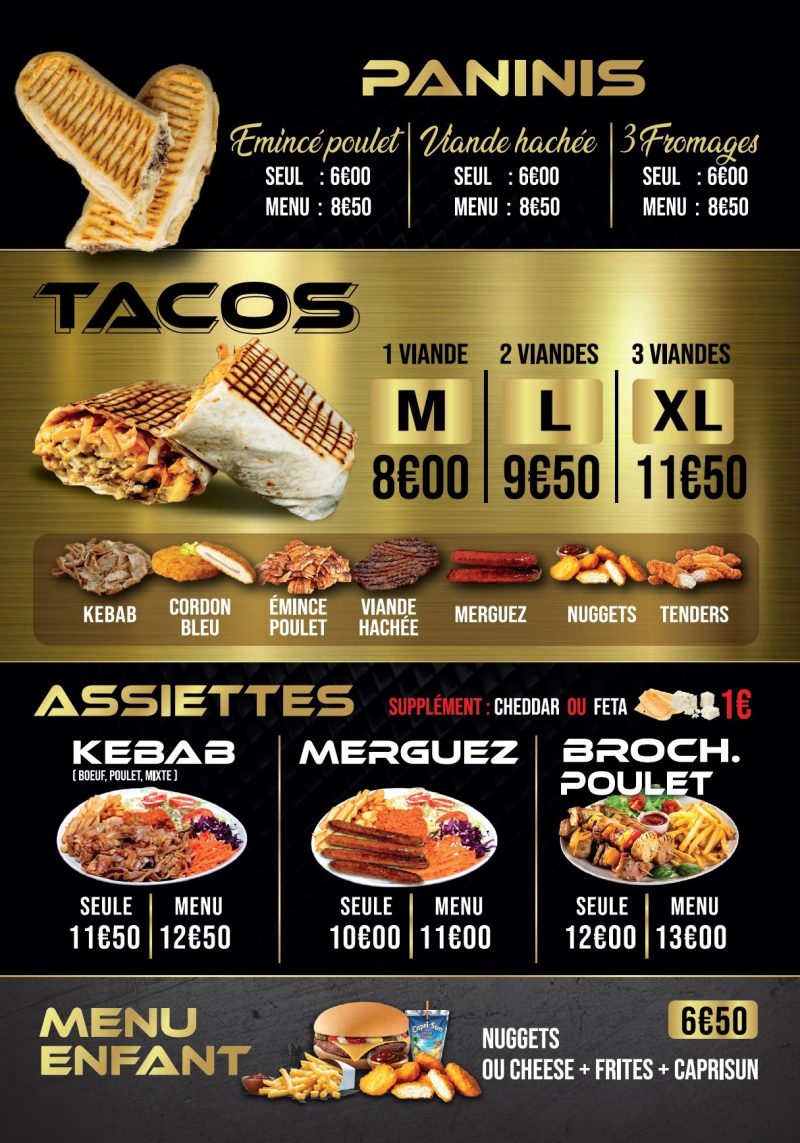KEBUP Kebab LyslezLannoy Restauration rapide Notre carte